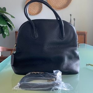 Coach bowling bag, black pebbled leather